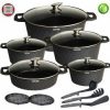 DMS® TSD5015 Induction Cookware Cooking Set Pots Soup Pot with Glass Lid Black