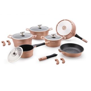 Royalty Line 14 piece Marble Coating Cookware Set - Copper