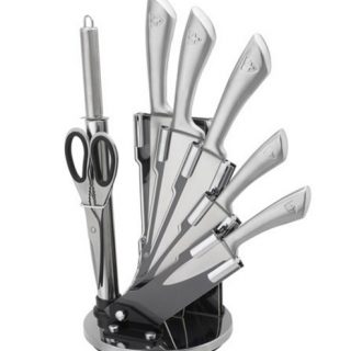 Royalty Line 8-Piece Stainless Steel Knife Set With Stand SILVER