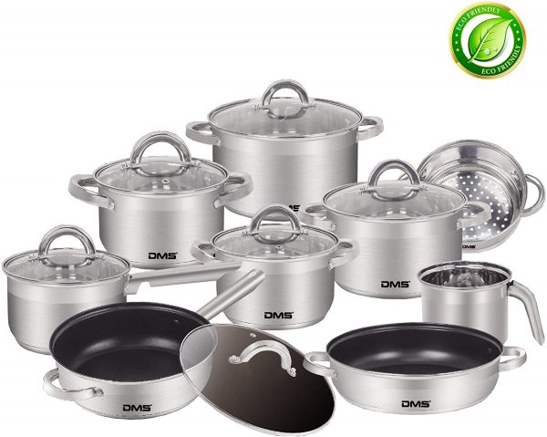 DMS® 15-Piece Pan Set with Glass Lids
