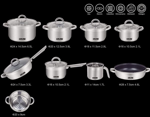 DMS® 15-Piece Pan Set with Glass Lids - Image 2