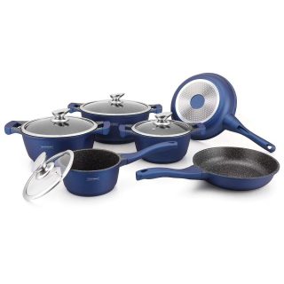 Royalty Line 10 Piece Marble Coating Cookware Set ES1010 Blue