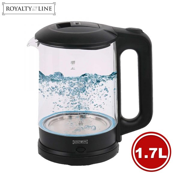 Royalty Line Electric Kettle 1.7 L Glass Water Kettles Stylish kettle Water Boiler with Blue LED - Image 2