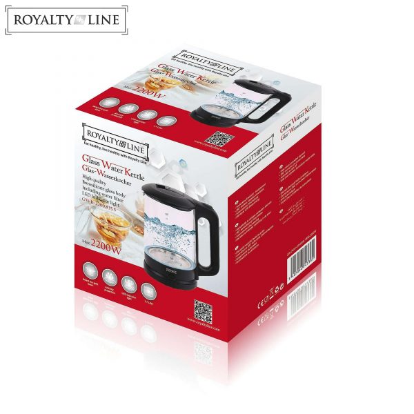 Royalty Line Electric Kettle 1.7 L Glass Water Kettles Stylish kettle Water Boiler with Blue LED - Image 3