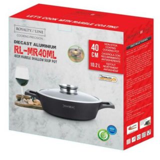 Royalty Line Roasting tray with marble coating 40 cm with glass lid