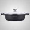 Royalty Line 32CM Marble Coating Shallow Pot With Glass Lid – Black Induction