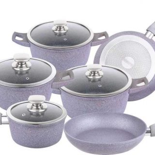 Royalty Line RL-FC14L Cookware set in marble coating Gray