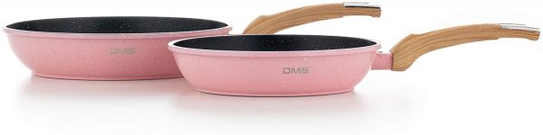 DMS® TSM4010 Induction Cookware Set Pots Pans Set  with Glass Lid 10 Pieces Pink - Image 3