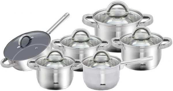 DMS12-piece saucepan set made of high-quality stainless steel