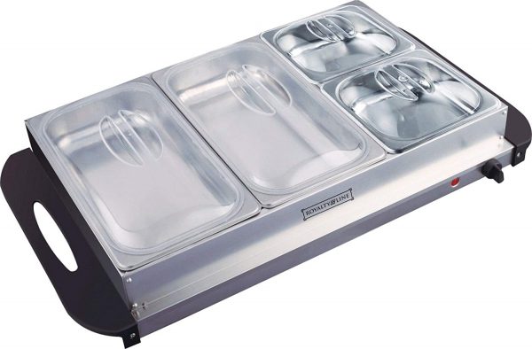 Royalty Line Buffet Serving Plate Food Warmer Warming Plate 4 Compartments Buffet Warmer - Image 2