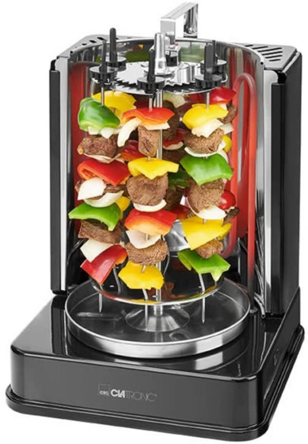 Clatronic 3-in-1 Vertical Kebab Multigrill , for Kebab, Chicken, and Gyros, with Stainless Steel Grease Collection Container, 1400 W, Black - Image 3