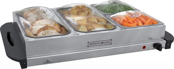 Royalty Line Buffet Serving Plate Food Warmer Warming Plate 4 Compartments Buffet Warmer
