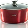 DMS® 15 Piece Induction Cookware Cooking Set - Pots Pans Set with Glass Lid Red - Image 2