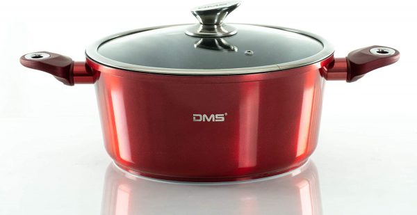DMS® 15 Piece Induction Cookware Cooking Set - Pots Pans Set with Glass Lid Red - Image 2