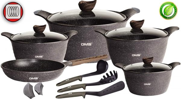 DMS TSK5016 16-Piece Induction Cookware Set Black