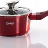 DMS® 15 Piece Induction Cookware Cooking Set - Pots Pans Set with Glass Lid Red - Image 3
