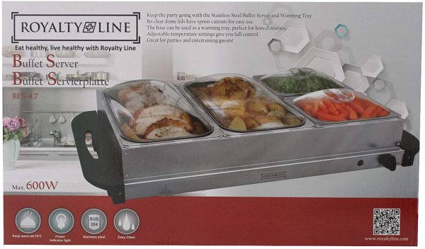 Royalty Line Buffet Serving Plate Food Warmer Warming Plate 4 Compartments Buffet Warmer - Image 3