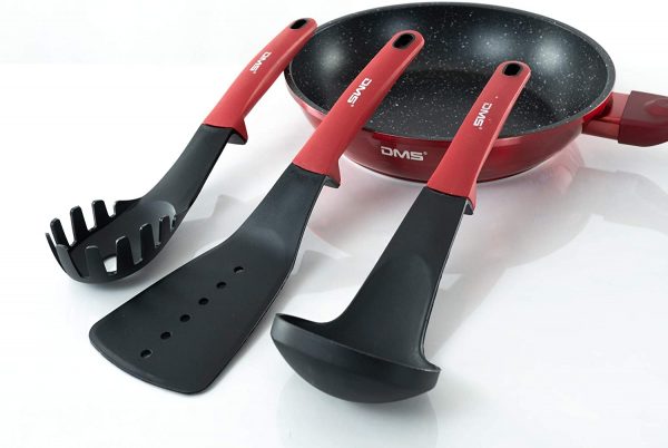 DMS® 15 Piece Induction Cookware Cooking Set - Pots Pans Set with Glass Lid Red - Image 6