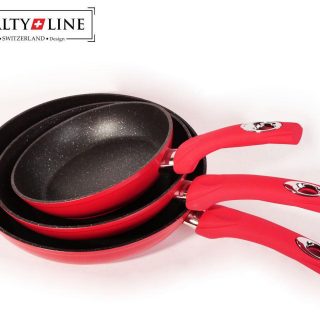 Royalty Line 3 Pcs Marble Coating Fry Pan Set RL-FM3 Red