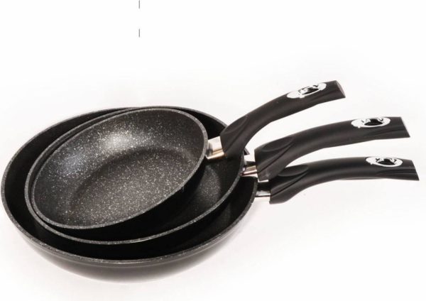 Royalty Line 3 Pcs Marble Coating Fry Pan Set RL-FM3 Black