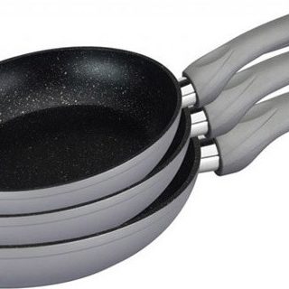 Royalty Line 3 Pcs Marble Coating Fry Pan Set RL-FM3 Silver