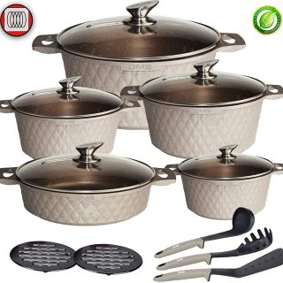 DMS® TSD5015 Induction Cookware Cooking Set Pots Soup Pot with Glass Lid 3