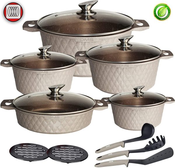 DMS® TSD5015 Induction Cookware Cooking Set Pots Soup Pot with Glass Lid 3