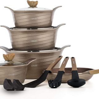 DMS TSK5016 16-Piece Induction Cookware Set Champagne