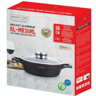 Royalty Line Roasting tray with marble coating 36 cm with glass lid