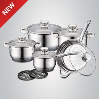 Royalty Line RL-1231 12 Pieces Stainless Steel Cookware Set with Frying Pan