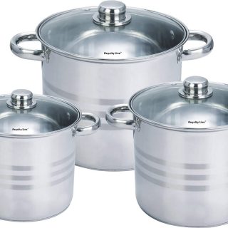 Royalty Line RL-SP4 6 Pcs Stainless Steel Pots Set with Glass Lids
