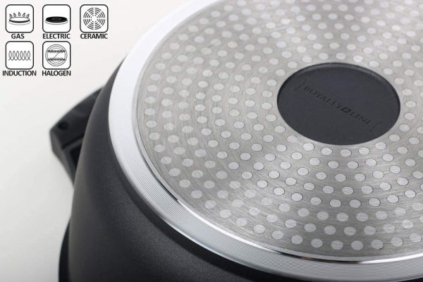 Royalty Line RL-AD28M Tall Cooking Pot Non-Stick Coating With Glass Lid Induction Black 10.5L 28CM - Image 2