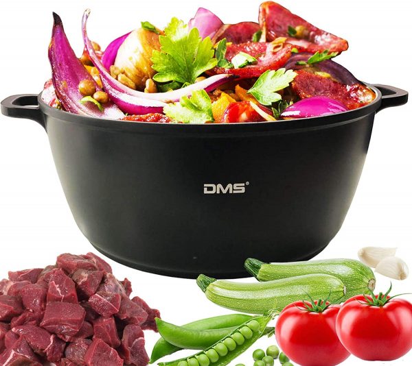 DMS® XXL Cooking Pot with Glass Lid for Induction Cookers Large Diameter 40CM Black - Image 2
