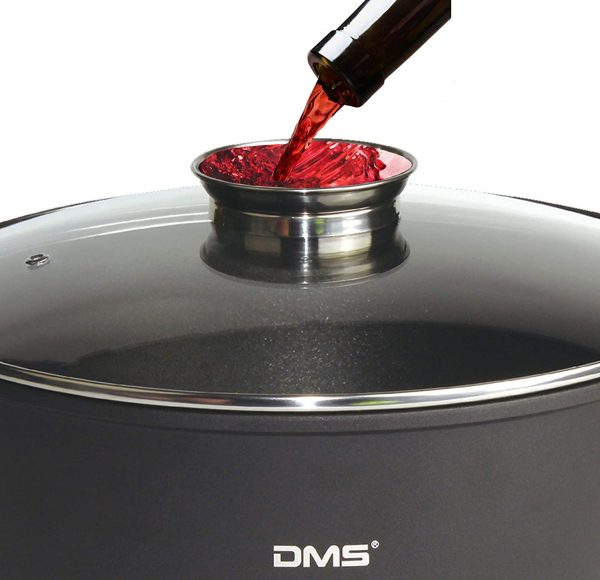 DMS® XXL Cooking Pot with Glass Lid for Induction Cookers Large Diameter 40CM Black - Image 3