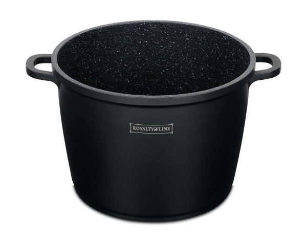 Royalty Line RL-AD24M Tall Cooking Pot Non-Stick Coating Wtih Glass Lid Induction Black 7L 24CM - Image 3