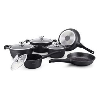 Royalty Line 10 Piece Marble Coating Cookware Set ES1010 Black