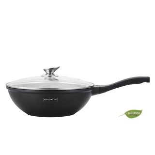 Royalty line RL-BW28m; Marble Coating Wok With Glass Lid 28cm