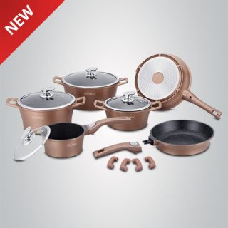 Royalty Line 14 Piece Marble Coating Cookware Set - Copper