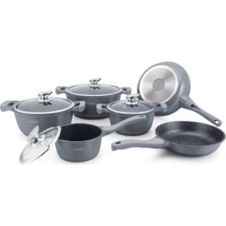Royalty Line 10 Piece Marble Coating Cookware Set ES1010 Silver