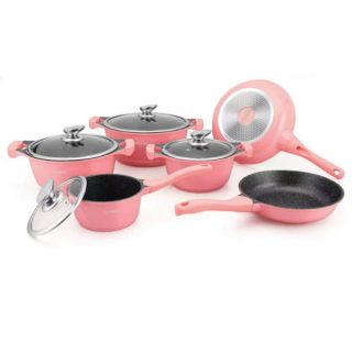 Royalty Line 10 Piece Marble Coating Cookware Set ES1010 Pink