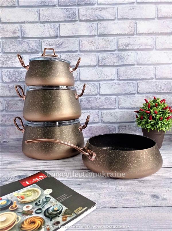 Cookware set O.M.S Collection Marble Coating, 7 pcs Bronze