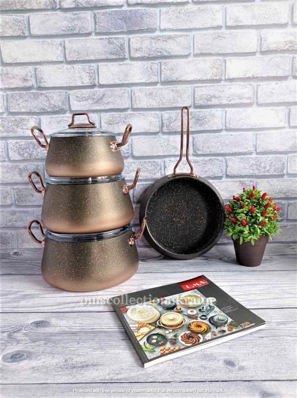 Cookware set O.M.S Collection Marble Coating, 7 pcs Bronze - Image 2