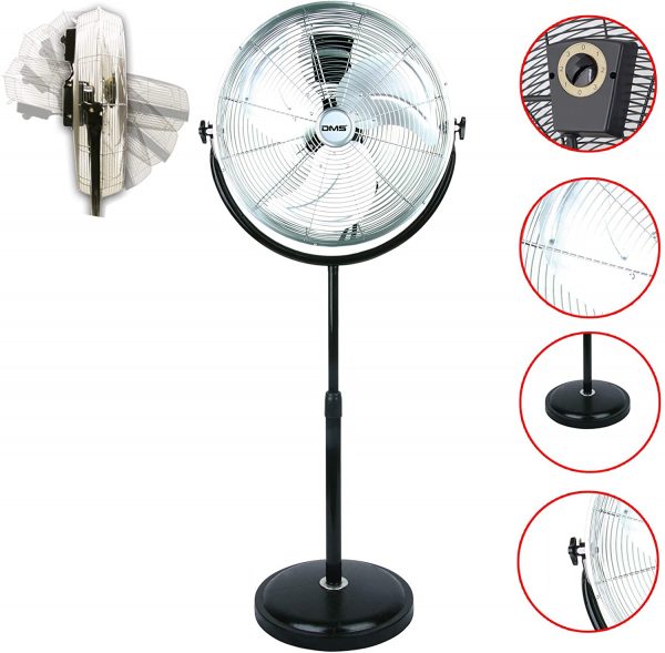 DMS® MSV-50 Floor Fan Floor Fan Wind Machine Floor Fan Diameter 50 cm 120 W Fan Fan