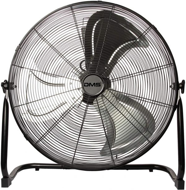 DMS Industrial Fan, Wind Machine, Floor Fan, Indoor Fan, Drum Fan, 3 Speed Settings, Diameter 60 cm, 180 Watt, 10,000 m3/h, Black
