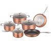 Royalty Line RL-FM10C Non-Stick Marble Coating Cookware Set of 10 Copper
