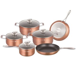 Royalty Line RL-FM10C Non-Stick Marble Coating Cookware Set of 10 Copper