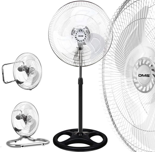 DMS MSV-3.1 3 in 1 Fan, Floor Fan / Wall Fan / Table Fan with Oscillation Diameter 45 cm, Wind Machine, Stand Fan