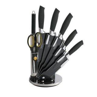Royalty Line BLK8W-Piece Stainless Steel Knife Set With Stand BLACK