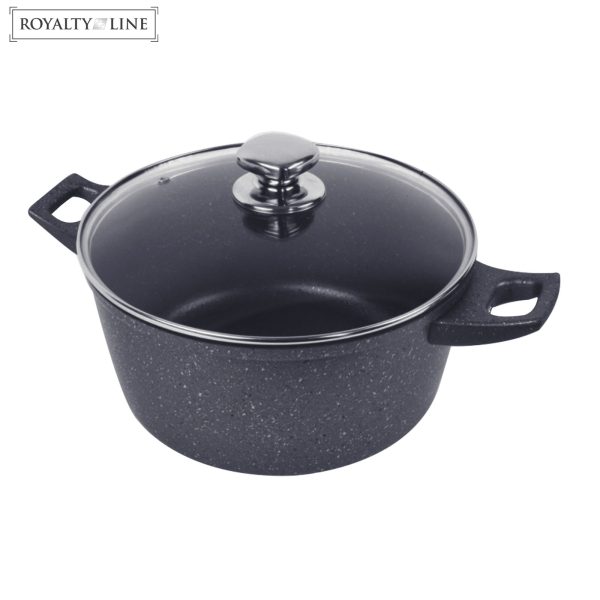Royalty Line Forged Aluminium Non-stick Marble Cooking Pot-24cm Black - Image 2