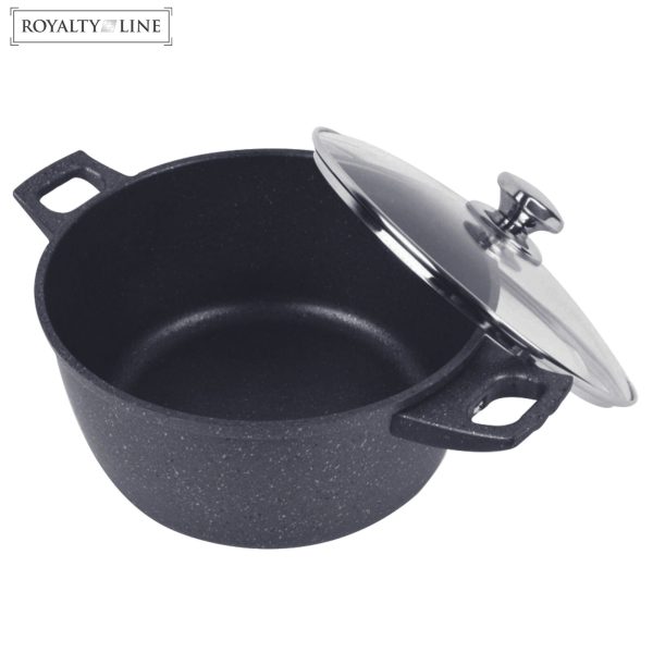 Royalty Line Forged Aluminium Non-stick Marble Cooking Pot-24cm Black - Image 3